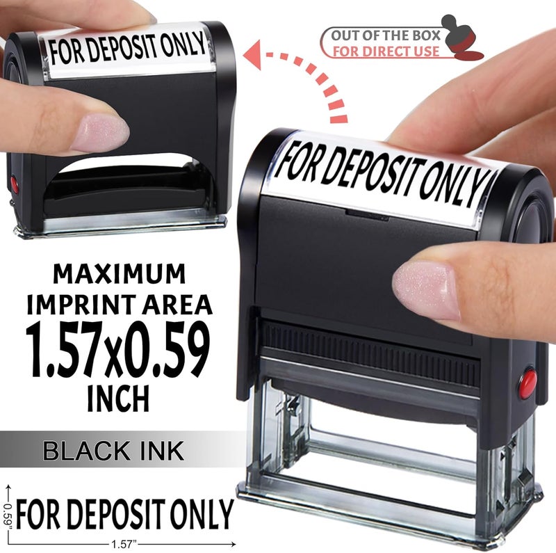 Bertiveny for Deposit Only Self Inking Stamps for Business Supplies Office Bank Stamps for Deposit Only Custom Rubber Business Stamps for Deposit Only Stamps for Checks,Black(for Deposit ONLY Stamp) - Image 1